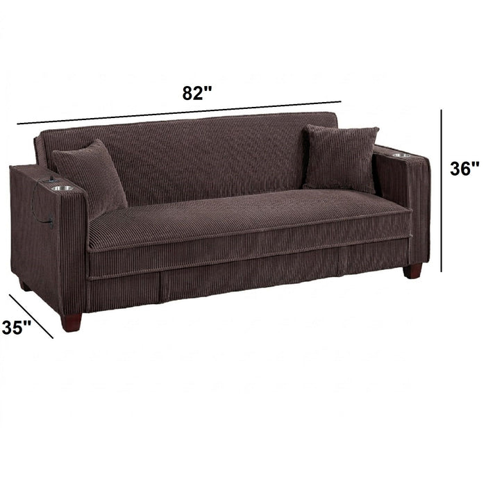 Modern Convertible Sofa With Hidden Storage USB Port, Cup Holder