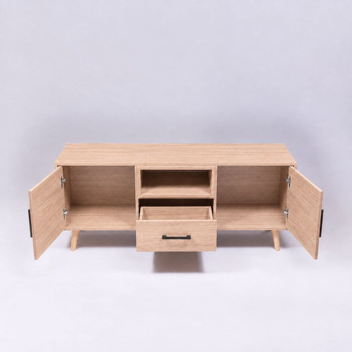 TV Stand For TVs Up To 60" With 2 Doors, 1 Drawer And 1 Open Shelf - Walnut