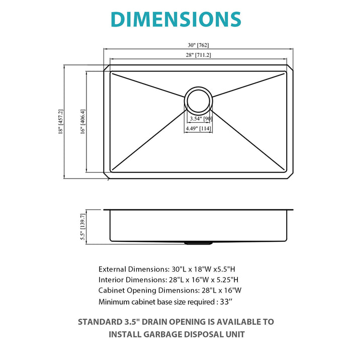 Undermount Sink, Low Depth Single Bowl