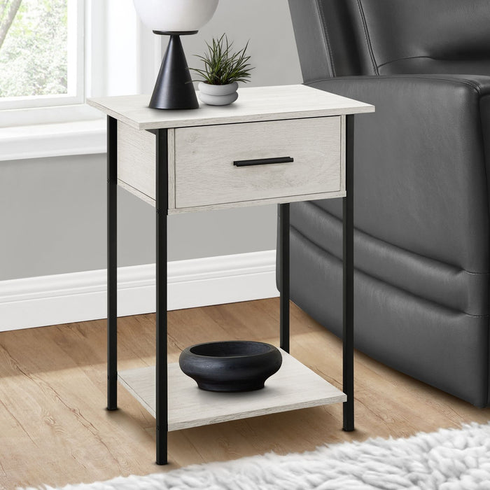 Contemporary 2 Tier Accent Table With Storage Drawer