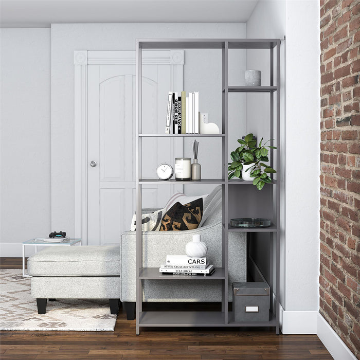 Mission District - Bookcase Room Divider With 6 Shelves - Gray