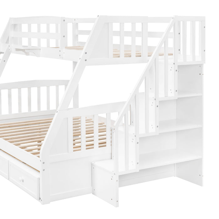 Bunk Bed With Drawers, Ladder And Storage Staircase