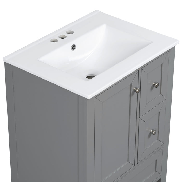 Modern Bathroom Vanity With Sink, Freestanding Cabinet With Drawers And Shelves