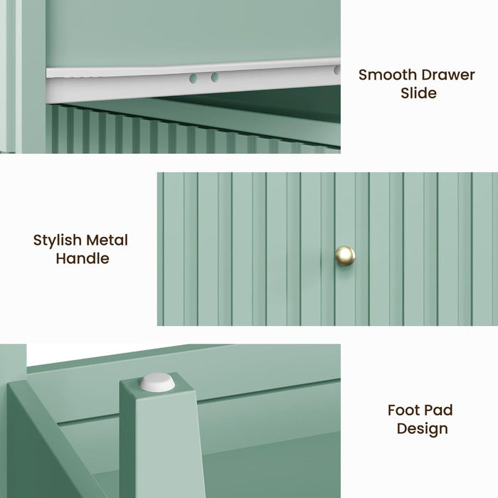 Fluted Nightstand With 2 Drawers