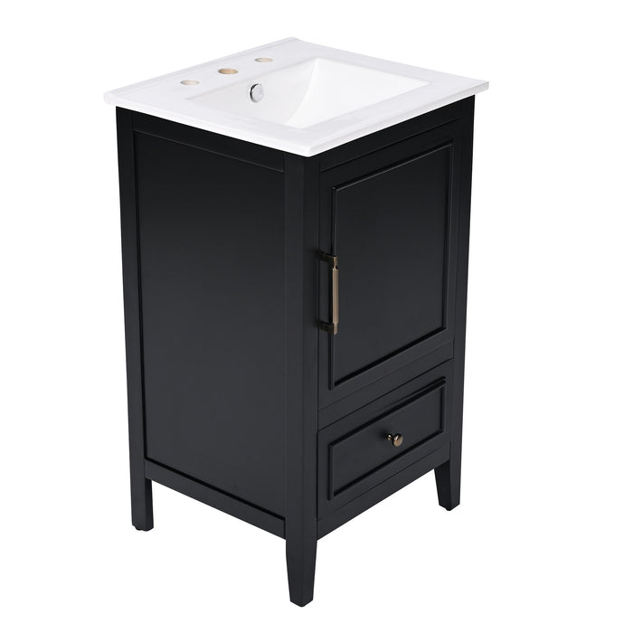 Modern Bathroom Vanity With Sink, Cabinet Storage, Drawer & Adjustable Feet