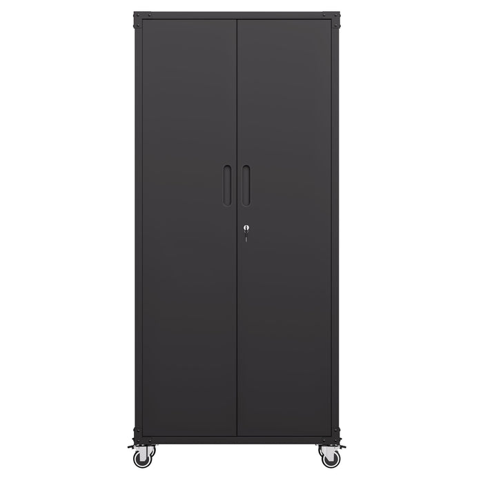 Garage Storage Cabinet With Wheels Heavy-Duty Tool Storage - Black