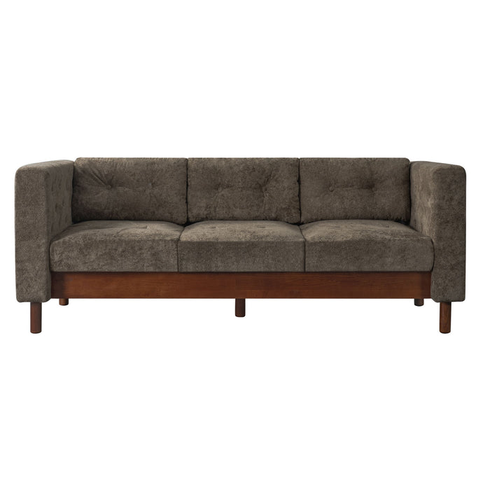 3 Seater Sofa With Square Arms, Tufted Pillow Back For Living Room
