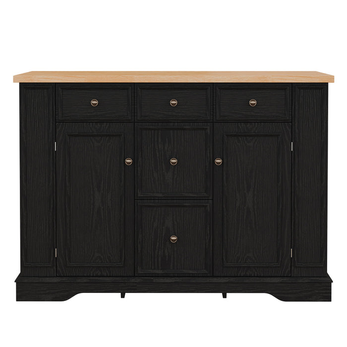 Sideboard Buffet Cabinet With 5 Drawers, 2 Cabinets, Adjustable Shelves