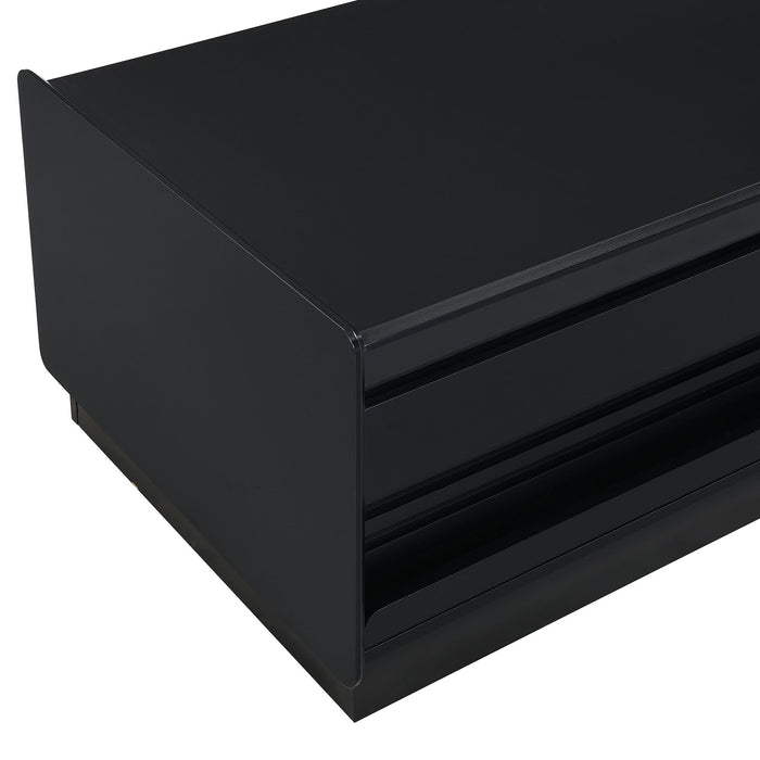 Modern Rectangle Coffee Table With 4 Drawers And 2 Display Shelves