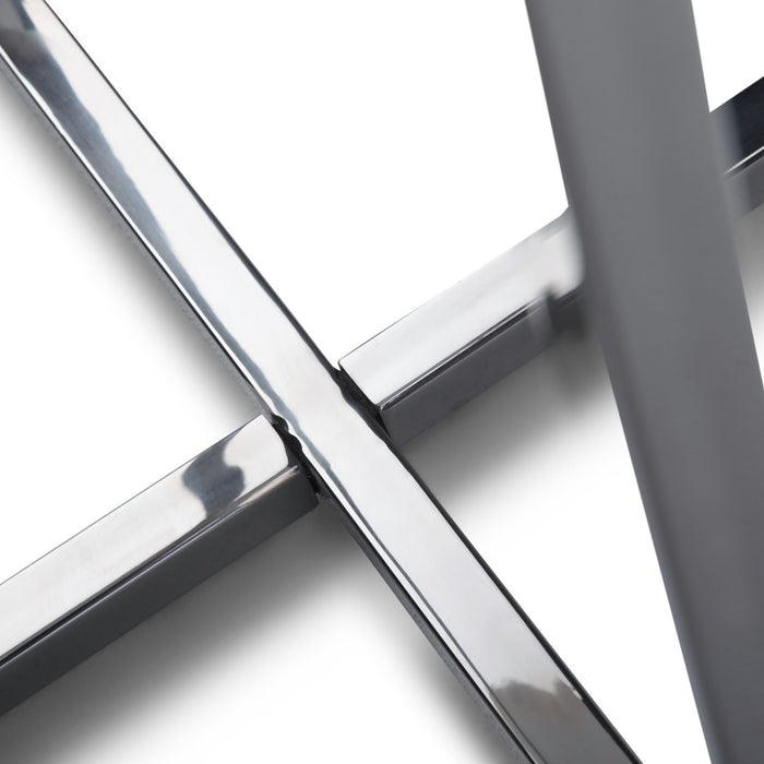 Marsden - Side Table With Polished Base - White / Silver