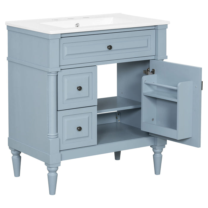 Modern Bathroom Vanity With Sink, Freestanding Cabinet With Flip Drawer & Adjustable Shelf