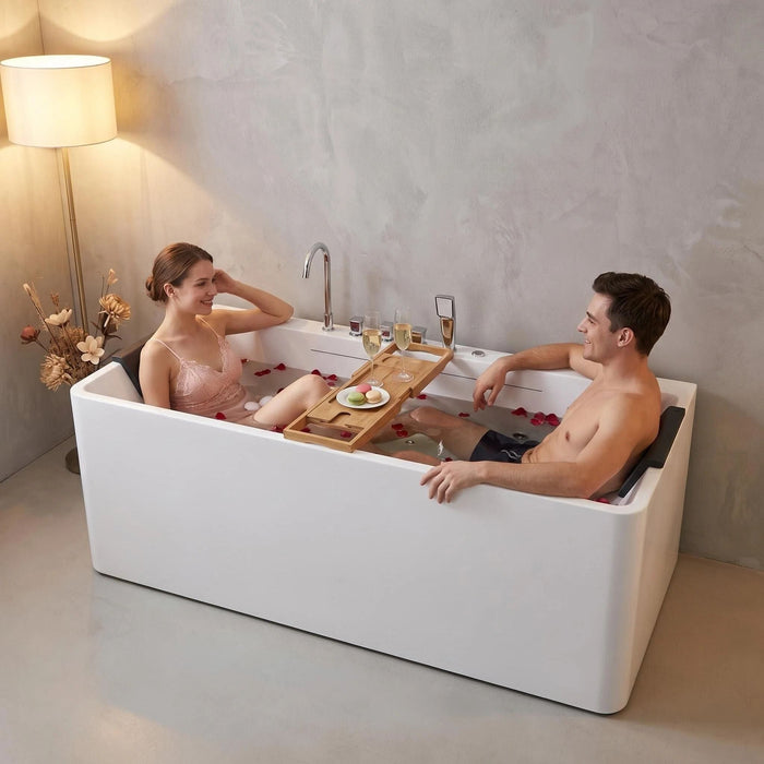 Xavier - Single Massage Bathtub, Equipped With Gfci Plug And Ul Certified Water Pump, Upc Certified Drain - Milk White