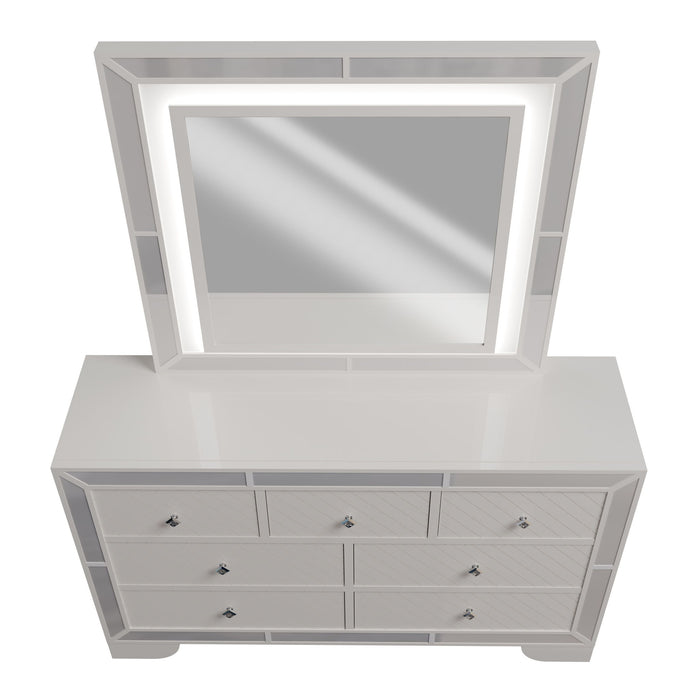 1 Piece Dresser With Diamond-Shaped Knob Handles, Bedroom Furniture - Cream
