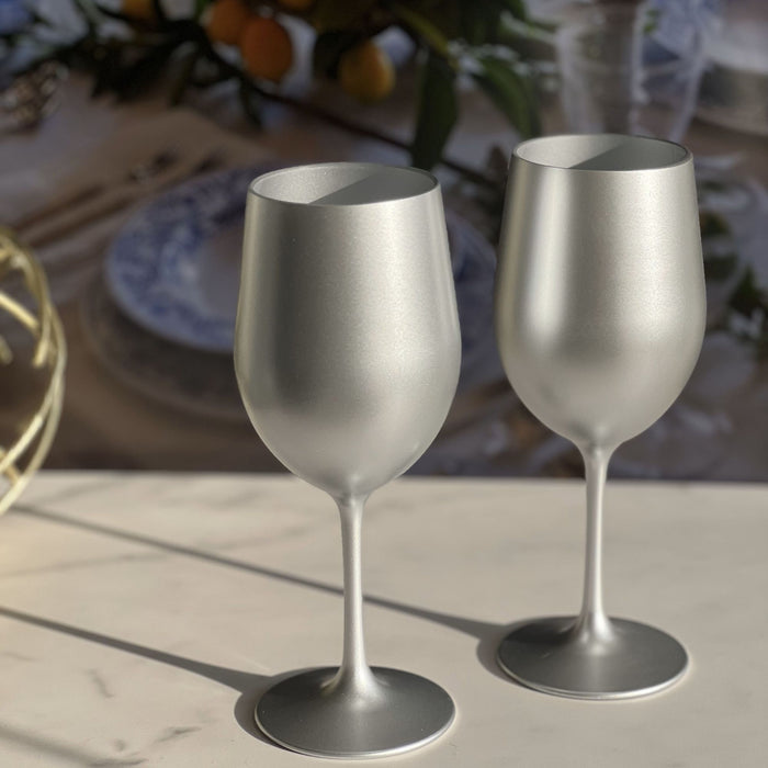 Leadingware Metallic Plastic Wine Glasses (Set of 4)