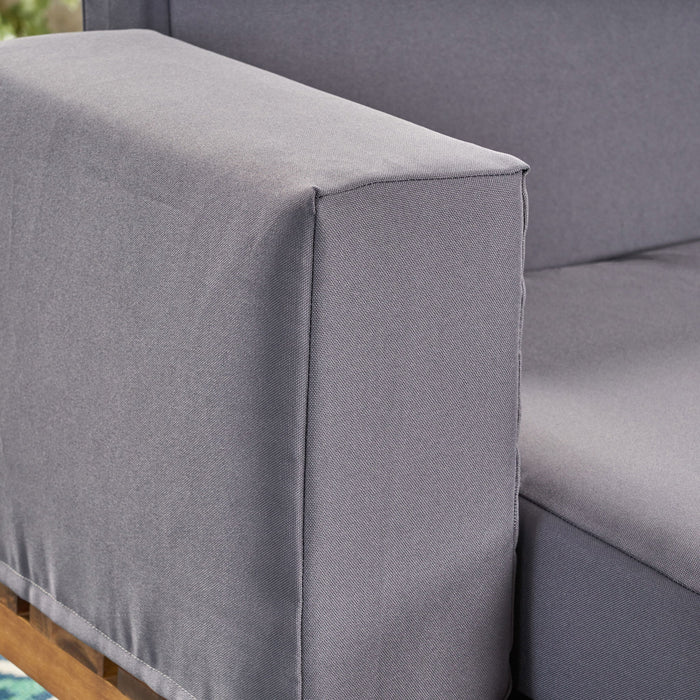 Outdoor Sofa With Cushions And Iron Legs - Dark Gray