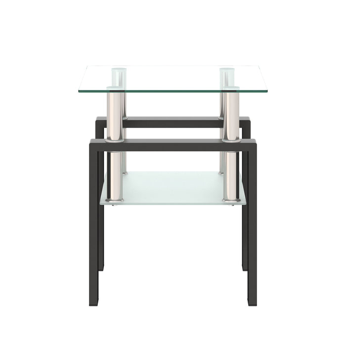 Modern Tempered Glass Tea Table, End Square Table For Living Room