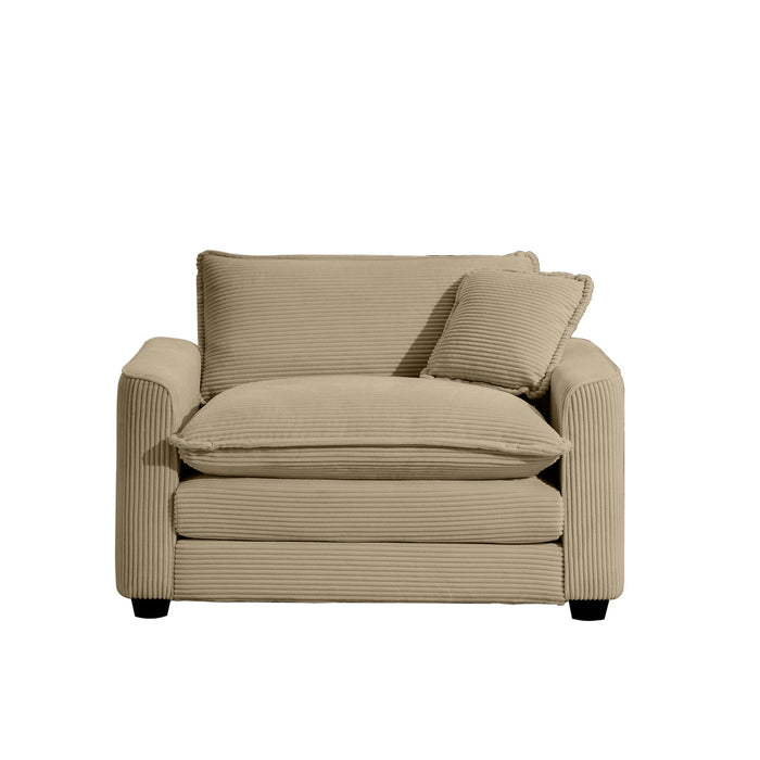 Modern Classic Corduroy Fabric Single Chair Deep Seat Sofa With Pillow