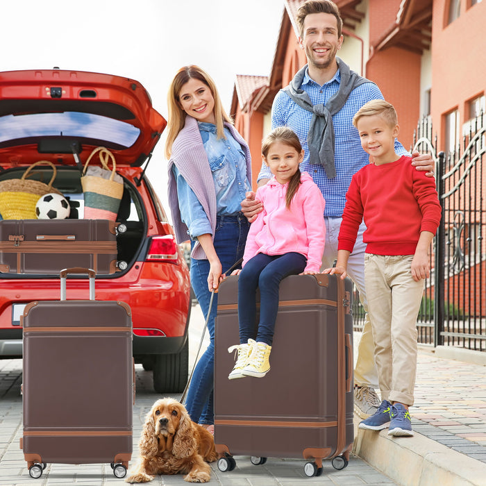 Hardshell Luggage Sets 4 Pieces 20" / 24" / 28" Luggages And Cosmetic Case Spinner Suitcase With Tsa Lock Lightweight