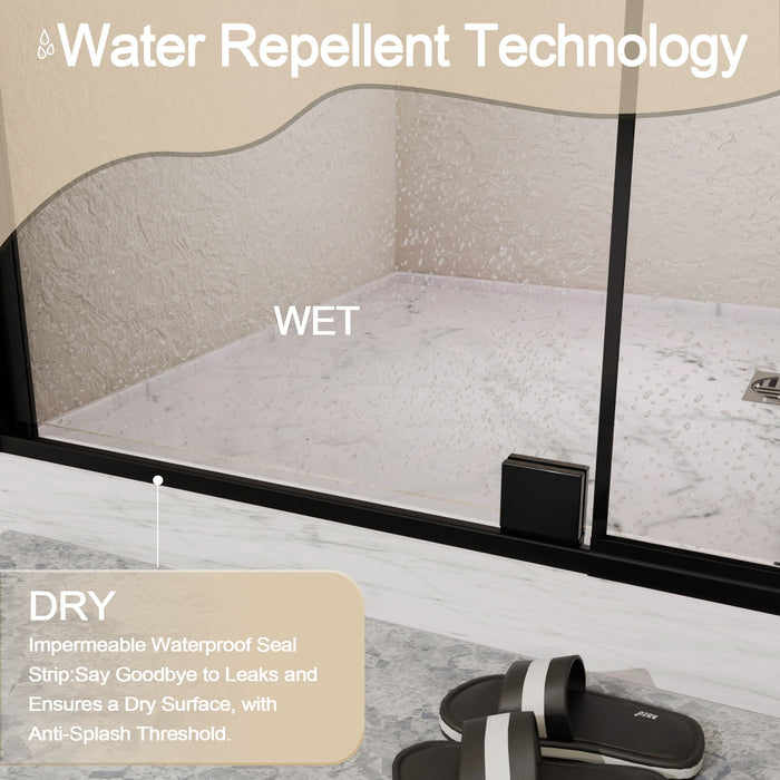 Semi Frameless Pivot Hinged Shower Door, Reversible Design