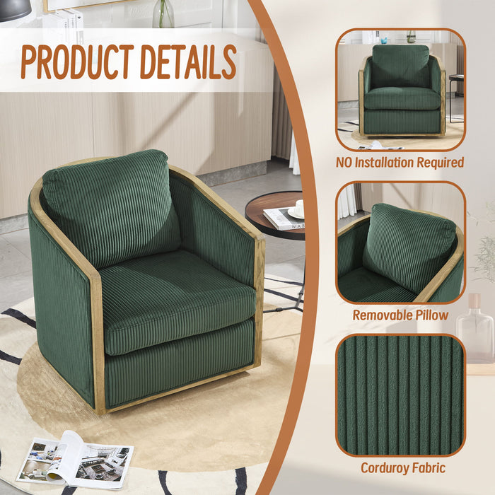 Corduroy Barrel Chair, 360 Degree Swivel