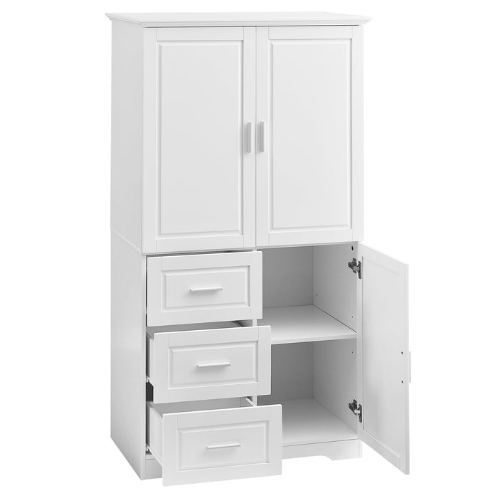 Tall Wide Storage Cabinet With Doors, 3 Drawers