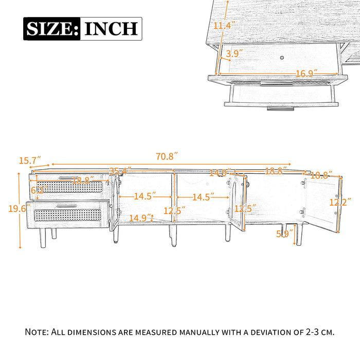 TV Stand With App-Controlled LED Lights, 2 Drawers & Door Storage