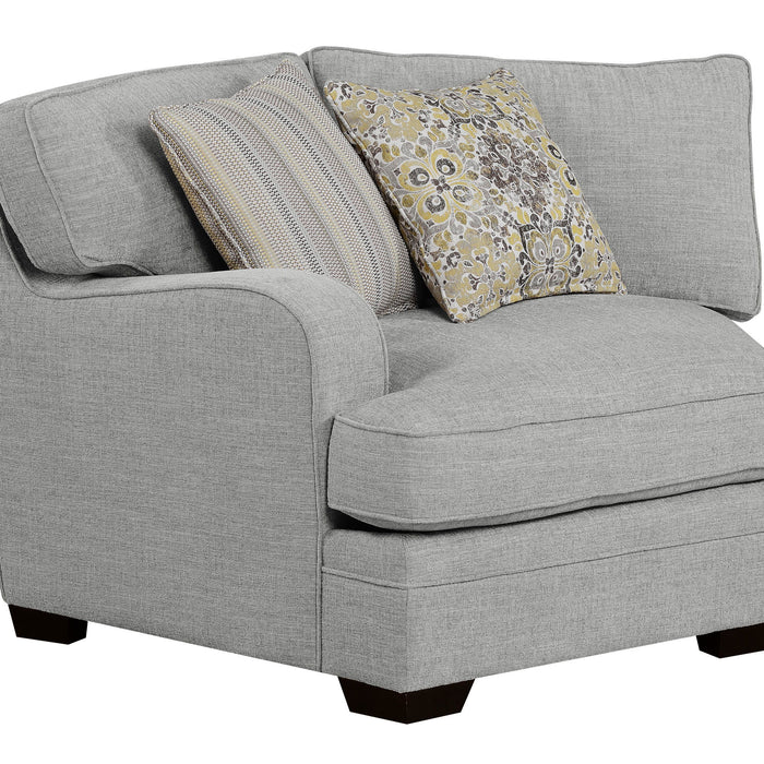 Analiese - Cuddler Sectional, With Pillows, Track Arms, Welt Seaming, And Block Feet - Dove Gray