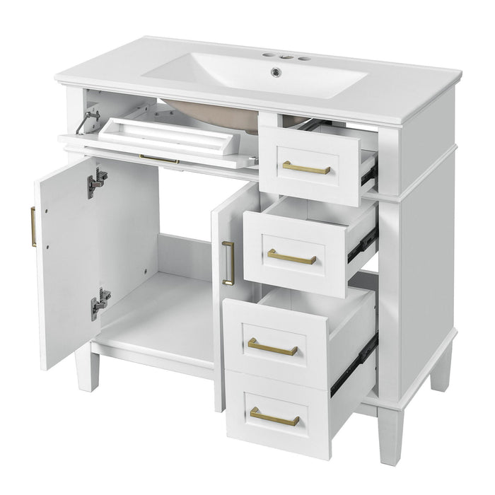 Modern Bathroom Vanity With Ceramic Sink, Soft Close Storage Cabinet