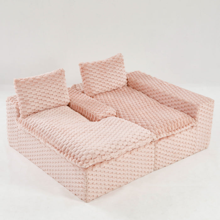 Modular Sofa, Convertible Twin Seat With Chaise Lounge
