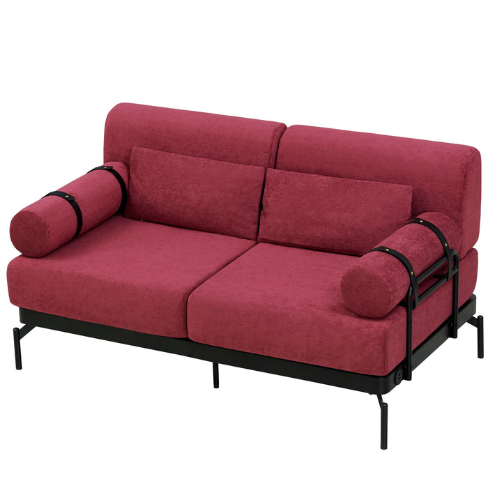 Modern Loveseat Sofa 2 Seater With USB Ports, Cylindrical Armrests