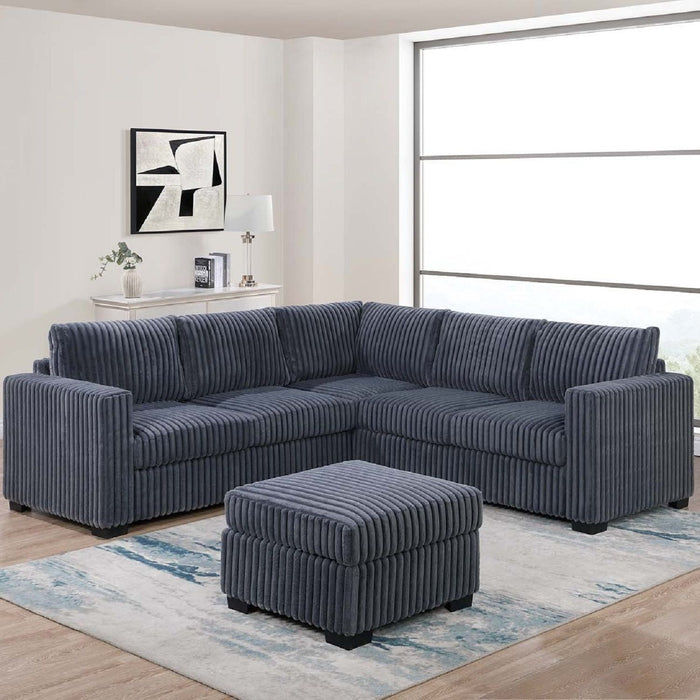 Contemporary Sectional Set With Ottoman