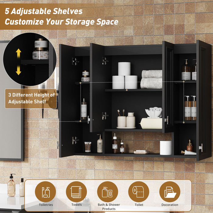 Wall Mounted Bathroom Cabinet With 5 Adjustable Shelves