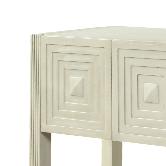 Geometric Carved Console Table With 3 Soft Close Drawers
