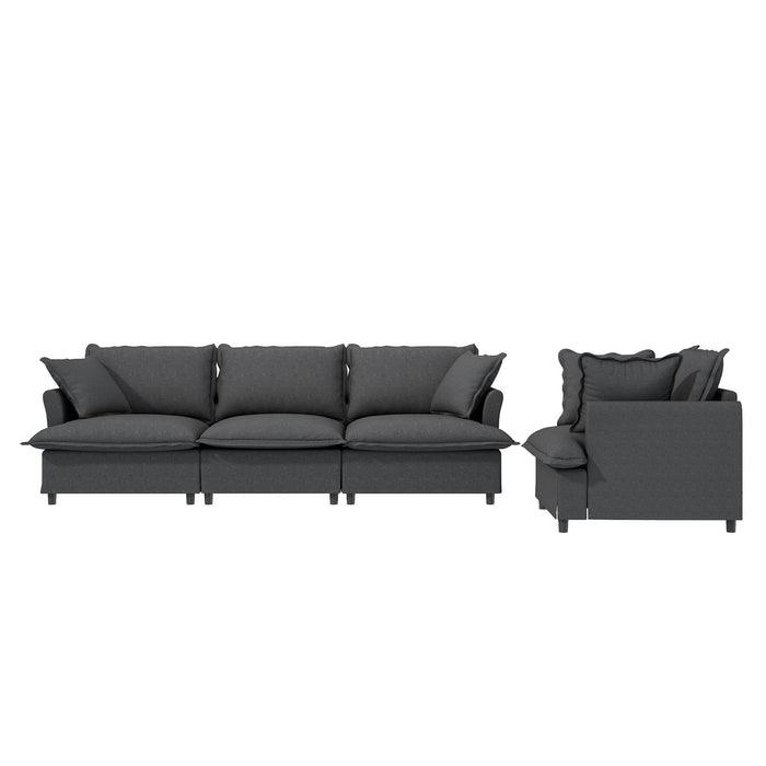 Living Room Set Modular Sectional Couch, Upholstered Sofa & Armchair & Movable Ottoman