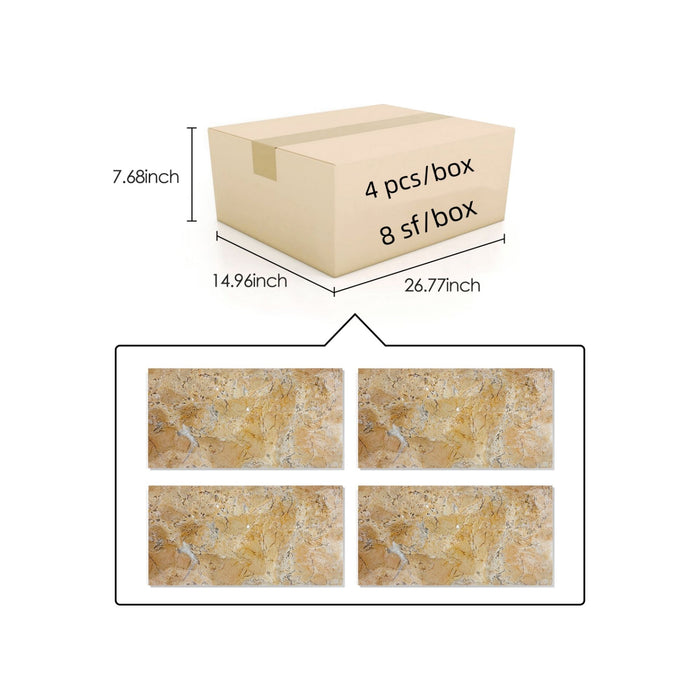 Marble For Floor And Wall Polished Marble Tile Stone (Set of 4) - Beige / Gold