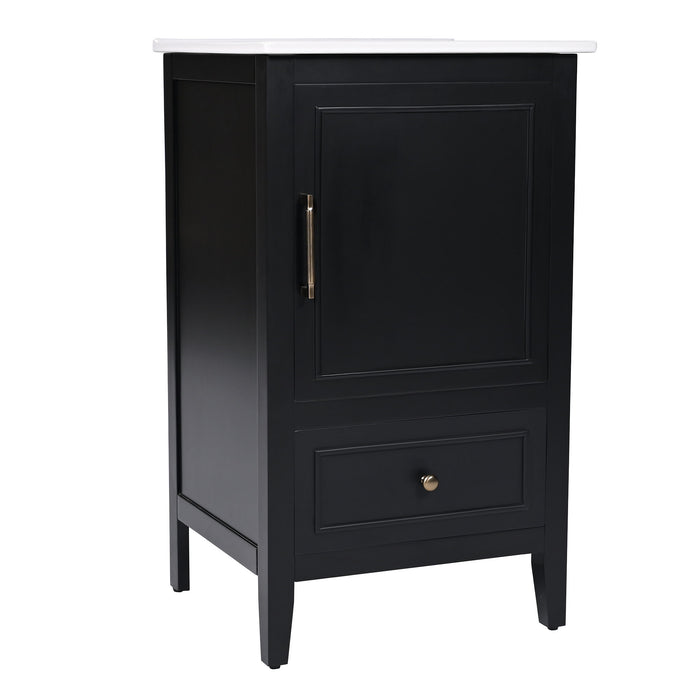 Modern Bathroom Vanity With Sink, Cabinet Storage, Drawer & Adjustable Feet