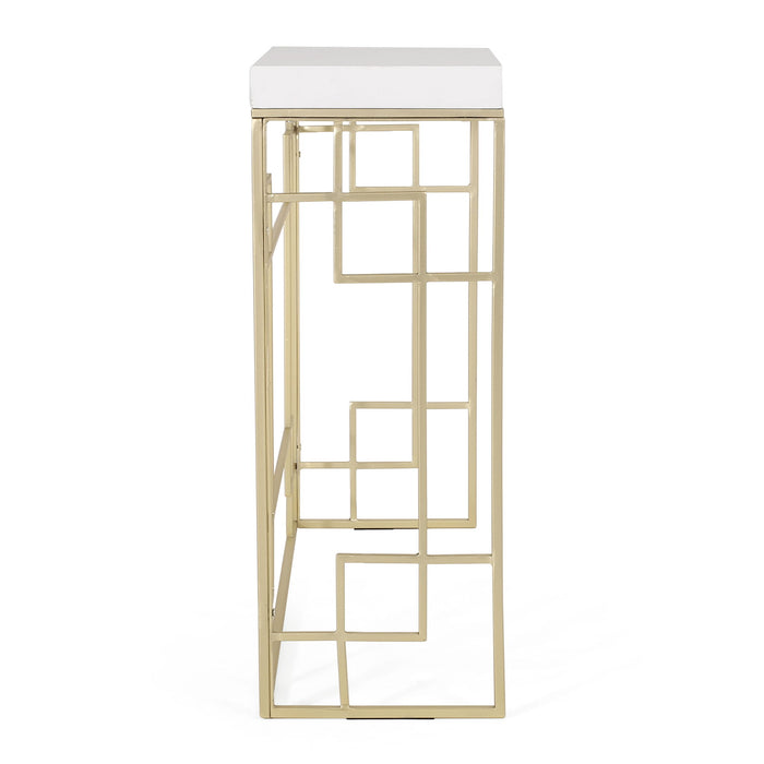 Modern Glam Console Table With Geometric Design - Gold