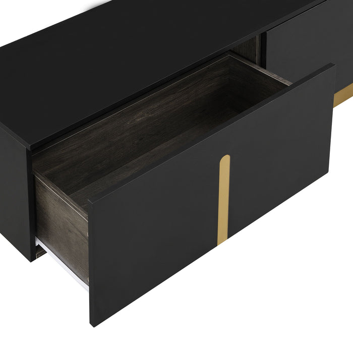 TV Stand With 1 Drawer, 2 Cabinets And Adjustable Shelves