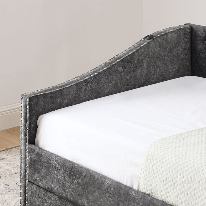 Upholstered Daybed With USB Charging & Pull Out Bed