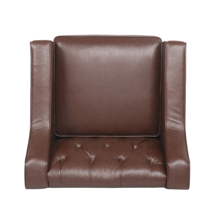 Contemporary Club Chair With Button Tufting And Birch Wood Legs