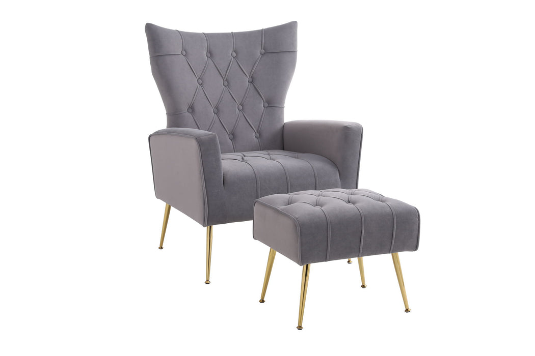 Modern Accent Chair With Ottoman, Comfy Armchair For Living Room