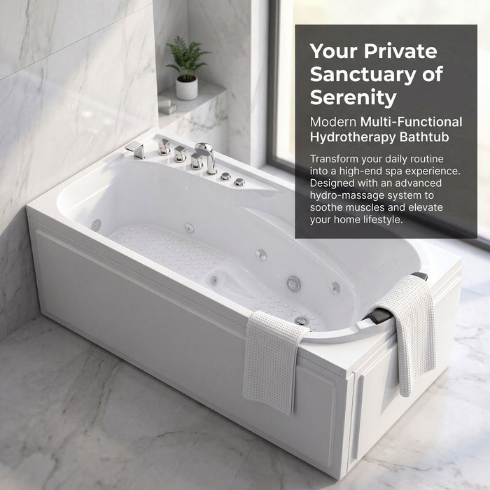 Xavier - Single Corner Massage Bathtub - Milk White