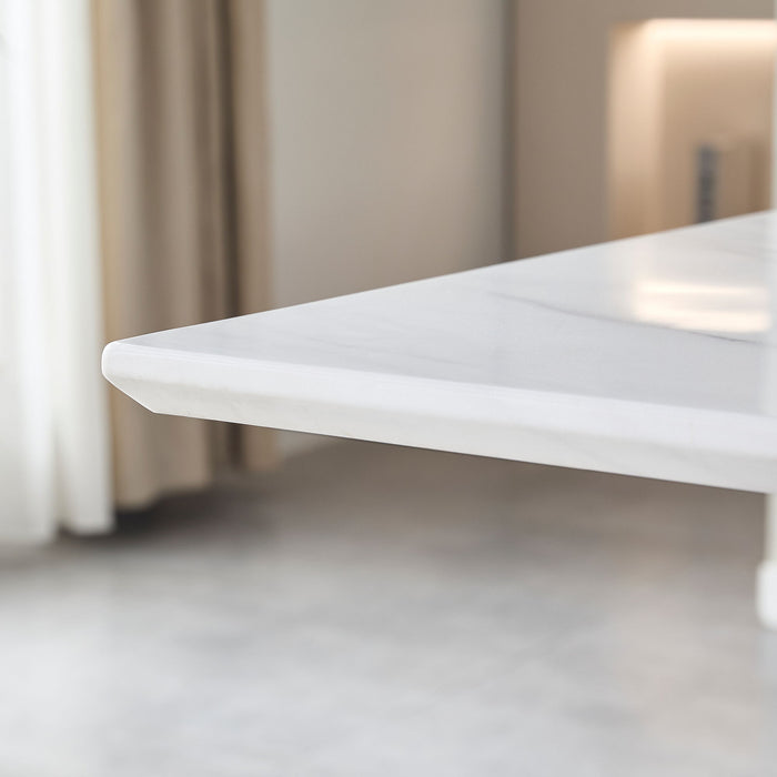 Rectangular Dining Table - Silver / White