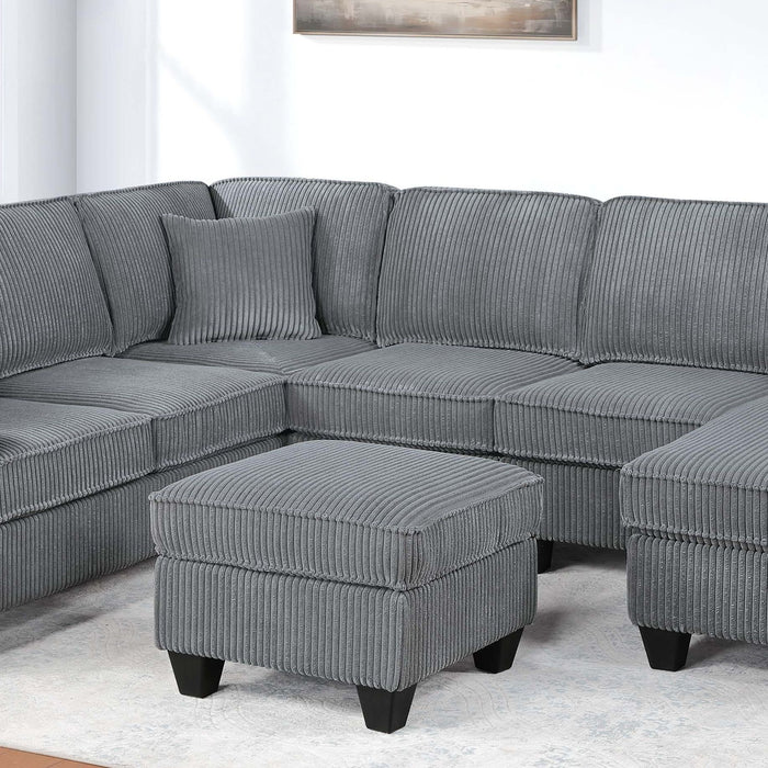 Left Arm Facing Loveseat With USB Port And Storage Sectional Set With Corner Wedge Armless Chair And Cocktail Ottoman - Fog