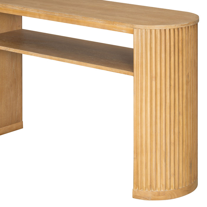 Console Table With Fluted Legs, Open Shelf