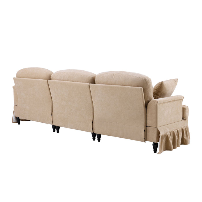 Cloud Sofa With Removable Ruffled Skirt With Ottoman And Flared Arms