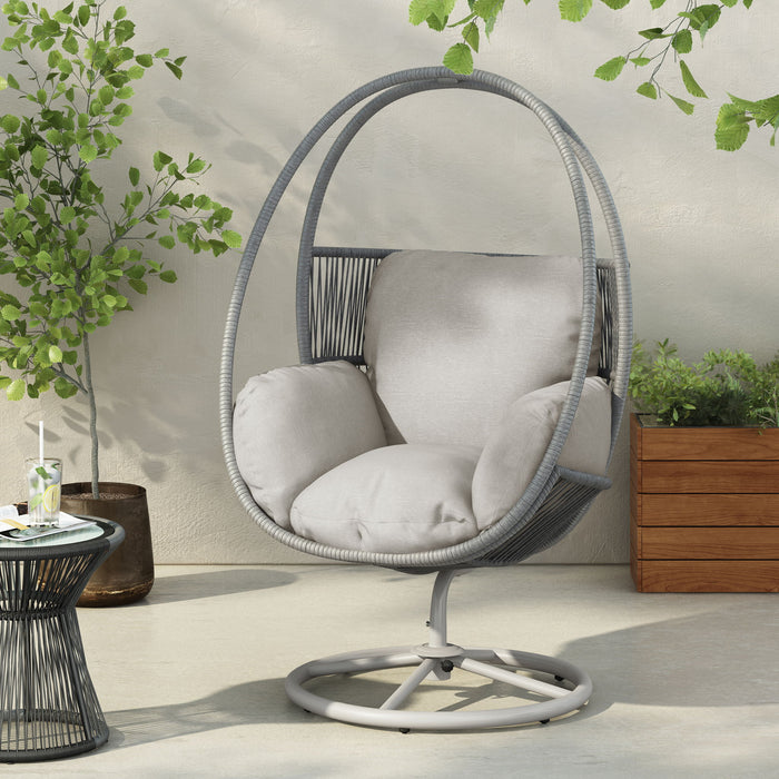 Reno - Outdoor Wicker Swivel Lounge Chair - Light Gray
