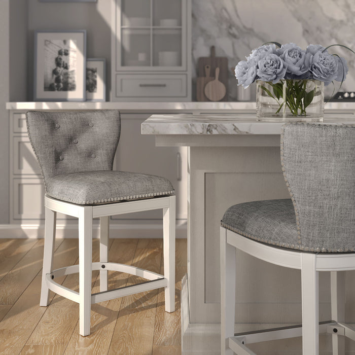 Upholstered Swivel Stool With Back