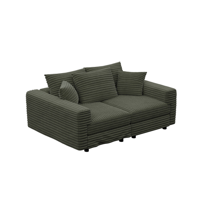 Plush Corduroy 4 Seat Sofa, Modern Comfy Upholstered Sofa Cloud Couch, Deep Seat Couches With Soft Pillows