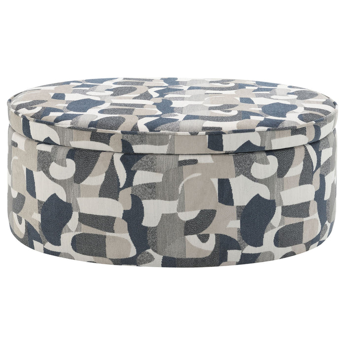 St. Helena - Oval Storage Ottoman With Removable Top - Indigo